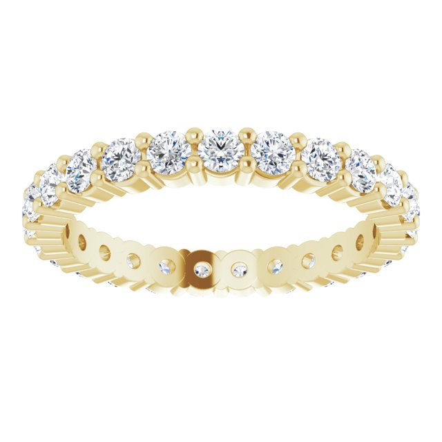 10K Gold Round Natural Diamond Shared-Prong Eternity Band – 2 mm Stones - Yellow Gold - view 3
