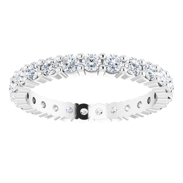 10K Gold Round Natural Diamond Shared-Prong Eternity Band – 2 mm Stones - White Gold - view 3