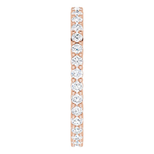 10K Gold Round Natural Diamond Shared-Prong Eternity Band – 1.5 mm Stones - Rose Gold - view 4
