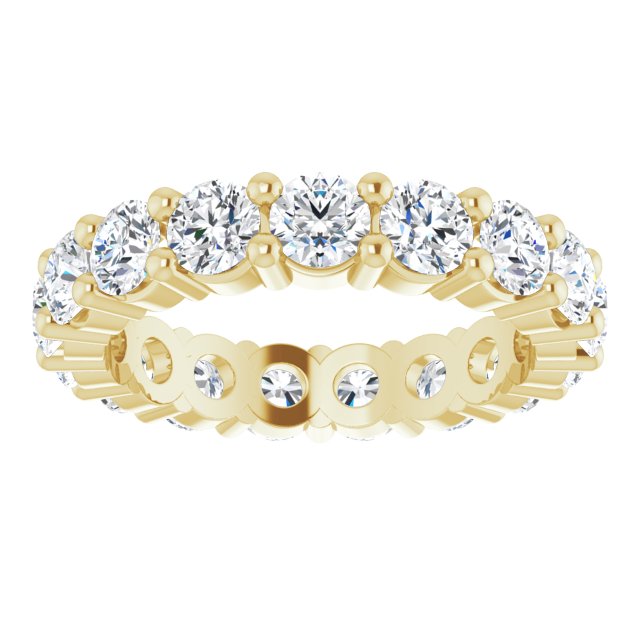 10K Gold Round Natural Diamond Shared-Prong Eternity Band – 3.2 mm Stones - Yellow Gold - view 3