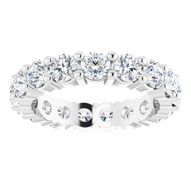 10K Gold Round Natural Diamond Shared-Prong Eternity Band – 3.2 mm Stones - White Gold - view 3