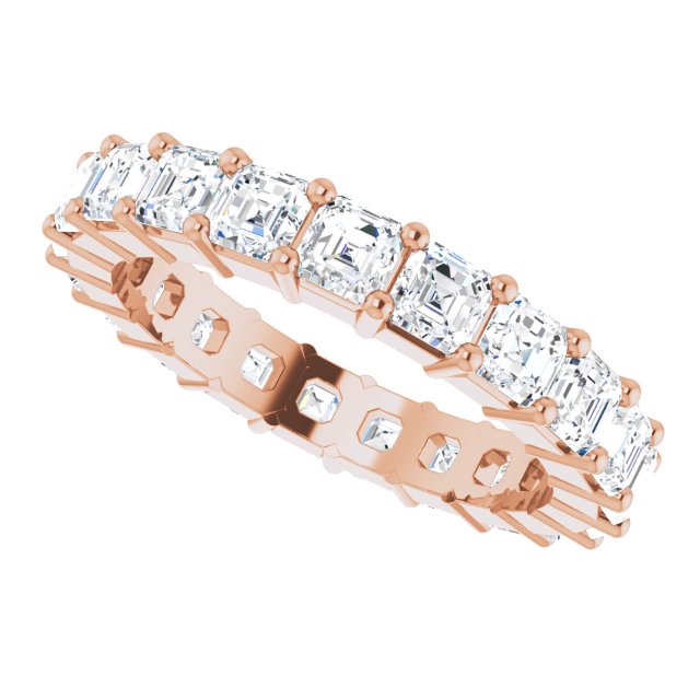 14K Gold Asscher Lab-Grown Diamond Shared-Prong Eternity Band – 2.6x2.6 mm Stones - Rose Gold - view 5