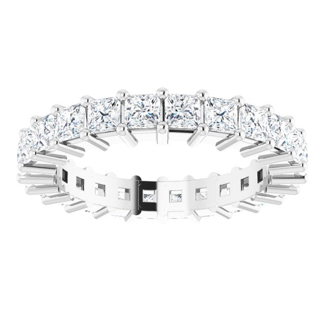 10K Gold Square Natural Diamond Shared-Prong Eternity Band – 2.25x2.25 mm Stones - White Gold - view 3