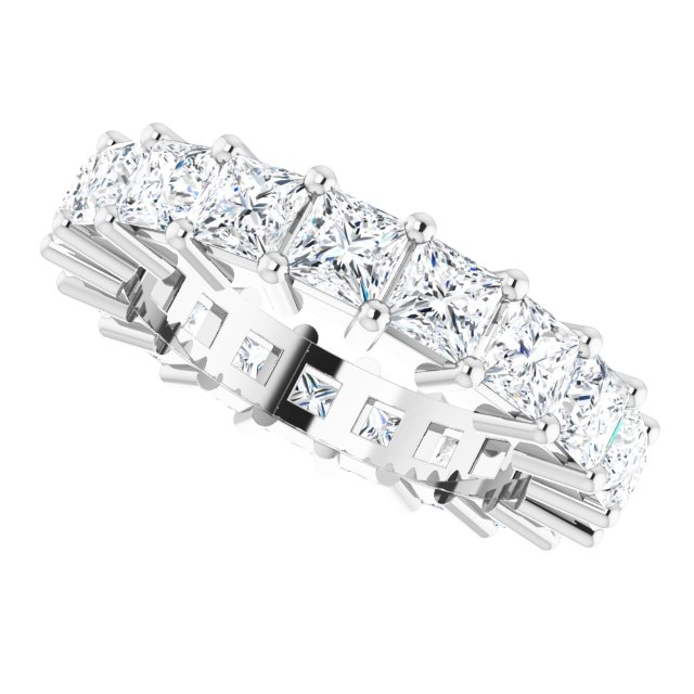 10K Gold Square Lab-Grown Diamond Shared-Prong Eternity Band – 3x3 mm Stones - White Gold - view 5