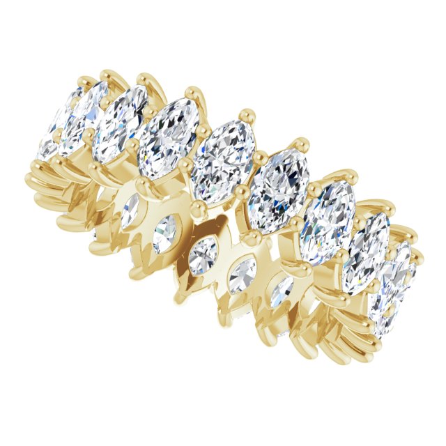 14K Gold Marquise Natural Diamond Shared-Prong Eternity Band – 4.5x2.5 mm Stones - Yellow Gold - view 5