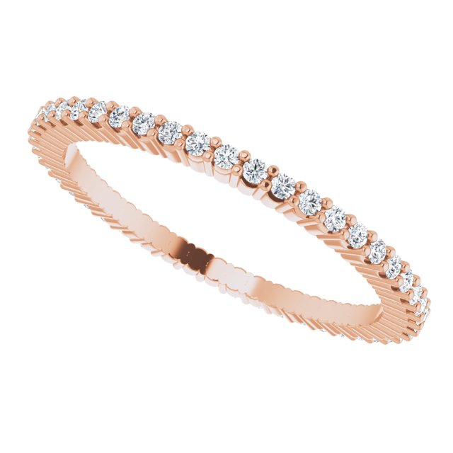 10K Gold Round Lab-Grown Diamond Shared-Prong Eternity Band – 1 mm Stones - Rose Gold - view 5