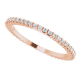 10K Gold Round Natural Diamond Shared-Prong Eternity Band – 1 mm Stones - Rose Gold - view 5