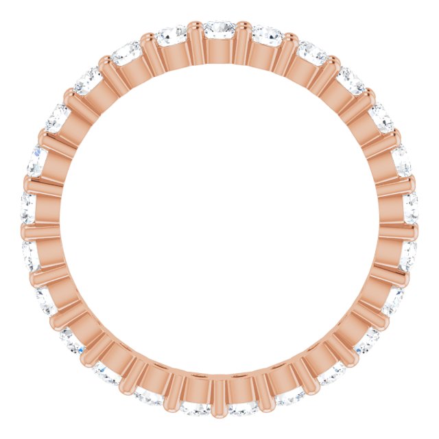 10K Gold Round Natural Diamond Shared-Prong Eternity Band – 2 mm Stones - Rose Gold - view 2