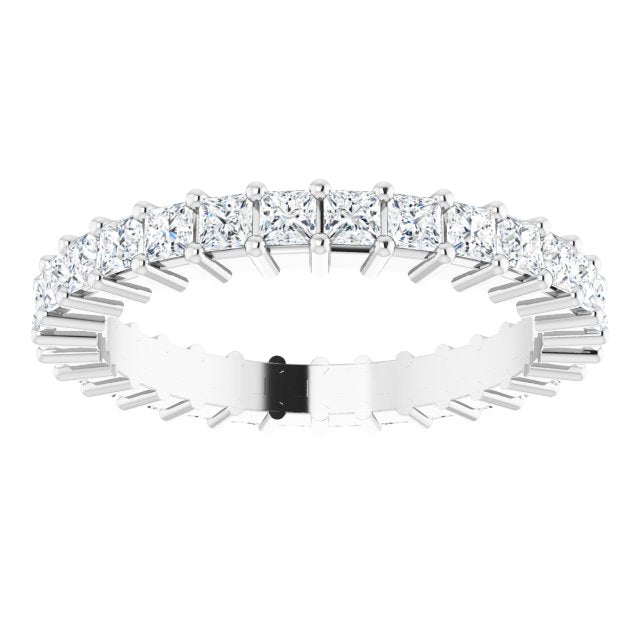 10K Gold Square Natural Diamond Shared-Prong Eternity Band – 1.75x1.75 mm Stones - White Gold - view 3