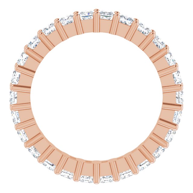 10K Gold Square Natural Diamond Shared-Prong Eternity Band – 2x2 mm Stones - Rose Gold - view 2