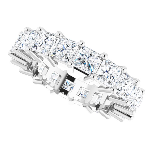 10K Gold Square Natural Diamond Shared-Prong Eternity Band – 3.25x3.25 mm Stones - White Gold - view 5