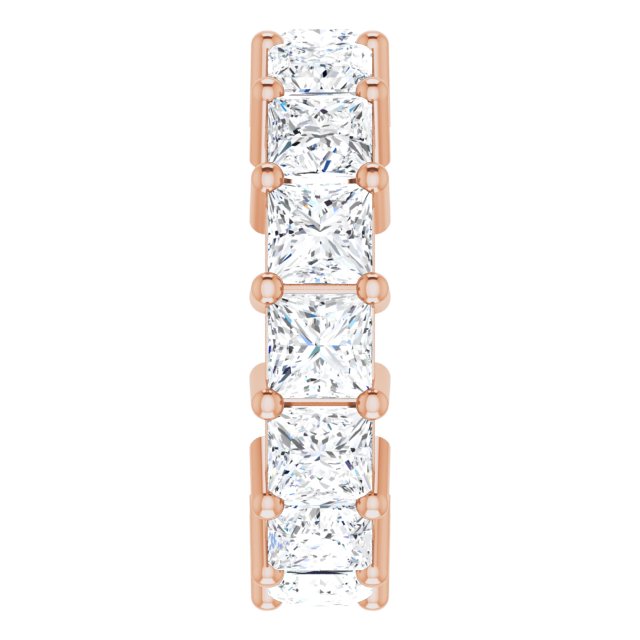 10K Gold Square Lab-Grown Diamond Shared-Prong Eternity Band – 4x4 mm Stones - Rose Gold - view 4