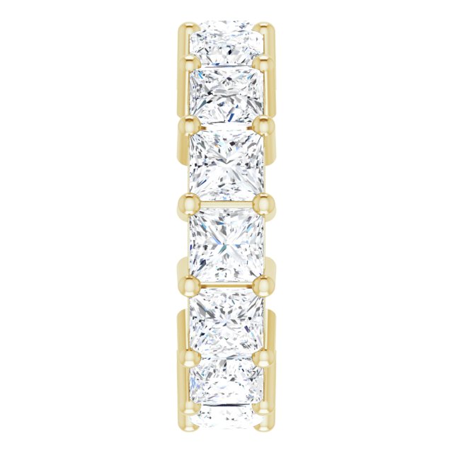 10K Gold Square Lab-Grown Diamond Shared-Prong Eternity Band – 4x4 mm Stones - Yellow Gold - view 4
