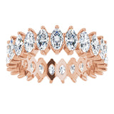 14K Gold Marquise Natural Diamond Shared-Prong Eternity Band – 4.25x2.25 mm Stones - Rose Gold - view 3