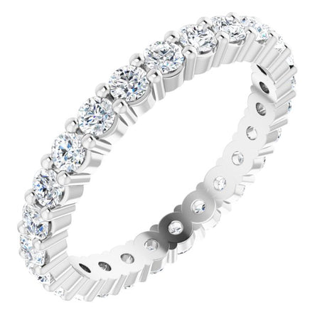 10K Gold Round Lab-Grown Diamond Shared-Prong Eternity Band – 2 mm Stones - White Gold