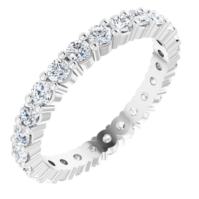 10K Gold Round Natural Diamond Shared-Prong Eternity Band – 2 mm Stones - White Gold
