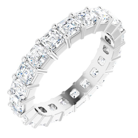 Platinum Asscher Lab-Grown Diamond Shared-Prong Eternity Band – 2.6x2.6 mm Stones