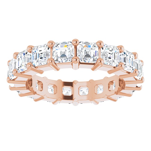14K Gold Asscher Lab-Grown Diamond Shared-Prong Eternity Band – 3x3 mm Stones - Rose Gold - view 3