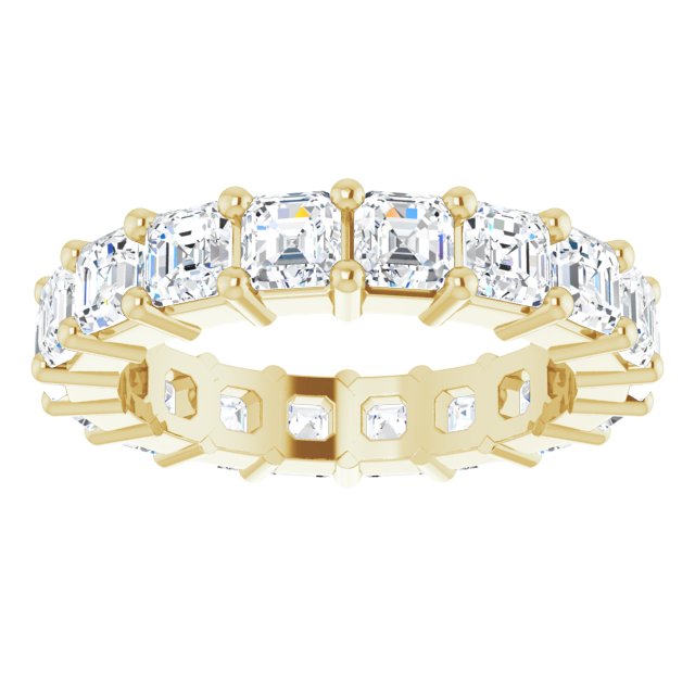 14K Gold Asscher Lab-Grown Diamond Shared-Prong Eternity Band – 3x3 mm Stones - Yellow Gold - view 3