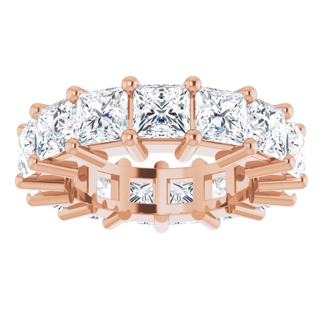 10K Gold Square Lab-Grown Diamond Shared-Prong Eternity Band – 4x4 mm Stones - Rose Gold - view 3