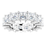 10K Gold Square Natural Diamond Shared-Prong Eternity Band – 4x4 mm Stones - White Gold - view 3