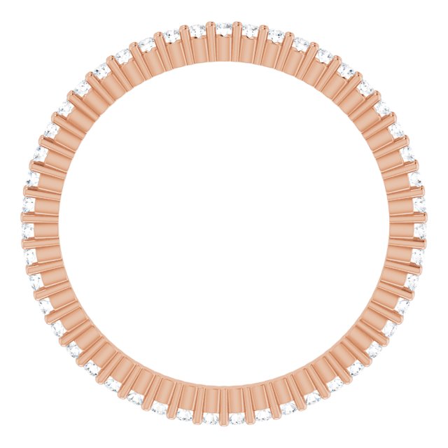 10K Gold Round Lab-Grown Diamond Shared-Prong Eternity Band – 1 mm Stones - Rose Gold - view 2