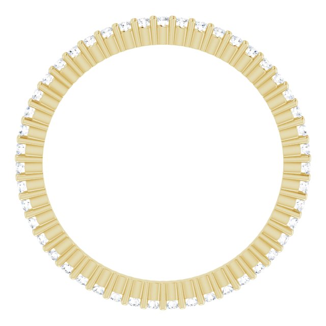 10K Gold Round Natural Diamond Shared-Prong Eternity Band – 1 mm Stones - Yellow Gold - view 2