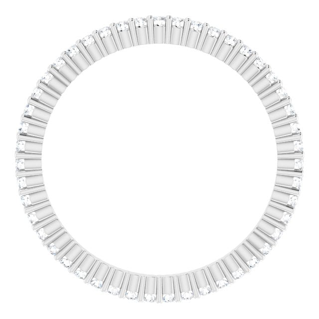 10K Gold Round Lab-Grown Diamond Shared-Prong Eternity Band – 1 mm Stones - White Gold - view 2