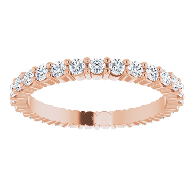 10K Gold Round Natural Diamond Shared-Prong Eternity Band – 1.7 mm Stones - Rose Gold - view 3