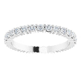 10K Gold Round Natural Diamond Shared-Prong Eternity Band – 1.7 mm Stones - White Gold - view 3
