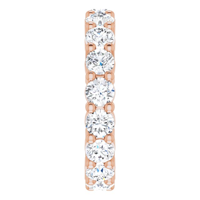 10K Gold Round Natural Diamond Shared-Prong Eternity Band – 3.2 mm Stones - Rose Gold - view 4