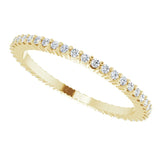 10K Gold Round Natural Diamond Shared-Prong Eternity Band – 1 mm Stones - Yellow Gold - view 5