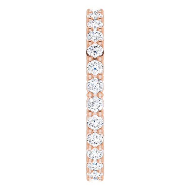10K Gold Round Natural Diamond Shared-Prong Eternity Band – 1.75 mm Stones - Rose Gold - view 4