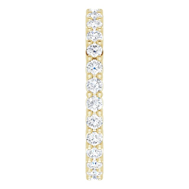 10K Gold Round Natural Diamond Shared-Prong Eternity Band – 1.75 mm Stones - Yellow Gold - view 4