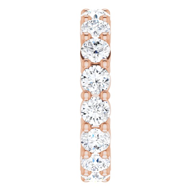 10K Gold Round Lab-Grown Diamond Shared-Prong Eternity Band – 3.4 mm Stones - Rose Gold - view 4