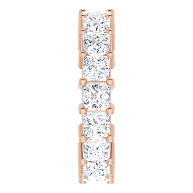 10K Gold Square Natural Diamond Shared-Prong Eternity Band – 3.25x3.25 mm Stones - Rose Gold - view 4