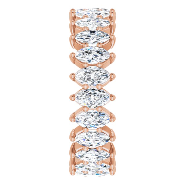 14K Gold Marquise Natural Diamond Shared-Prong Eternity Band – 4.25x2.25 mm Stones - Rose Gold - view 4