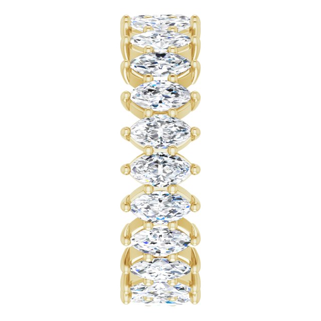 14K Gold Marquise Natural Diamond Shared-Prong Eternity Band – 4.25x2.25 mm Stones - Yellow Gold - view 4