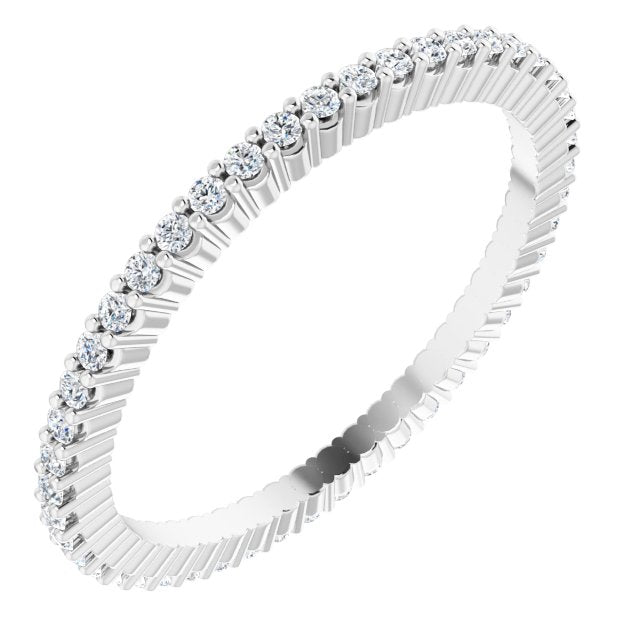 10K Gold Round Natural Diamond Shared-Prong Eternity Band – 1 mm Stones - White Gold