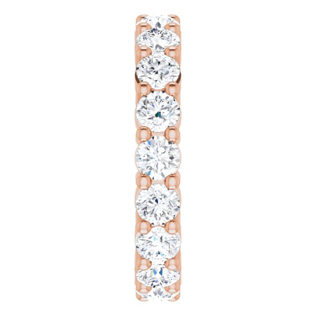10K Gold Round Natural Diamond Shared-Prong Eternity Band – 3 mm Stones - Rose Gold - view 4