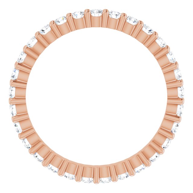 10K Gold Round Natural Diamond Shared-Prong Eternity Band – 1.7 mm Stones - Rose Gold - view 2