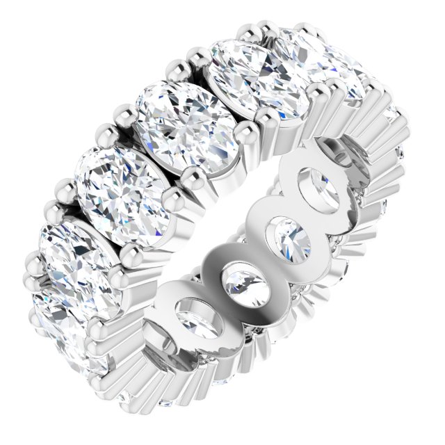 10K Gold Oval Natural Diamond Shared-Prong Eternity Band – 6x4 mm Stones - White Gold