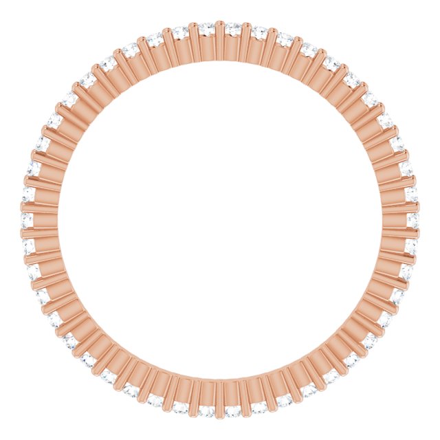 10K Gold Round Natural Diamond Shared-Prong Eternity Band – 1 mm Stones - Rose Gold - view 2