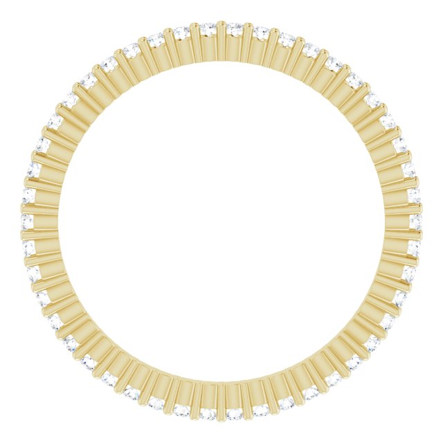 10K Gold Round Natural Diamond Shared-Prong Eternity Band – 1 mm Stones - Yellow Gold - view 2