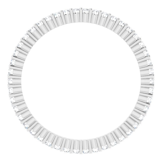 10K Gold Round Natural Diamond Shared-Prong Eternity Band – 1 mm Stones - White Gold - view 2