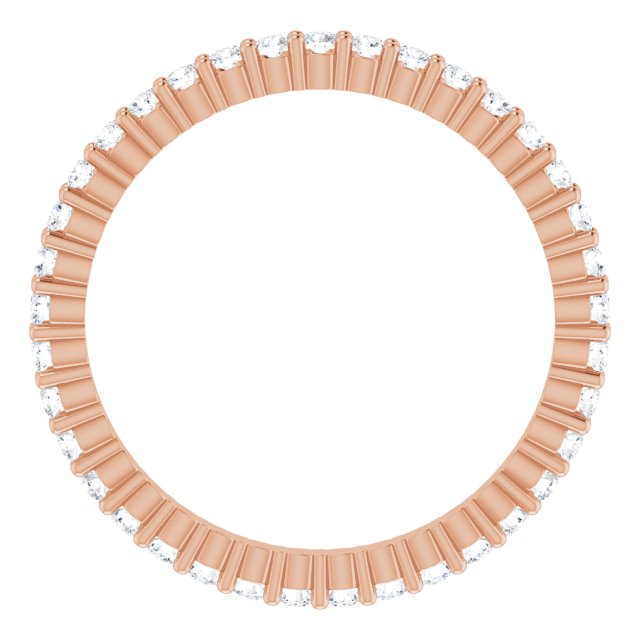10K Gold Round Natural Diamond Shared-Prong Eternity Band – 1.3 mm Stones - Rose Gold - view 2