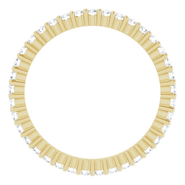 10K Gold Round Lab-Grown Diamond Shared-Prong Eternity Band – 1.3 mm Stones - Yellow Gold - view 2