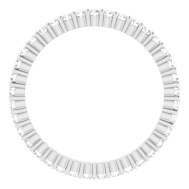 10K Gold Round Natural Diamond Shared-Prong Eternity Band – 1.3 mm Stones - White Gold - view 2