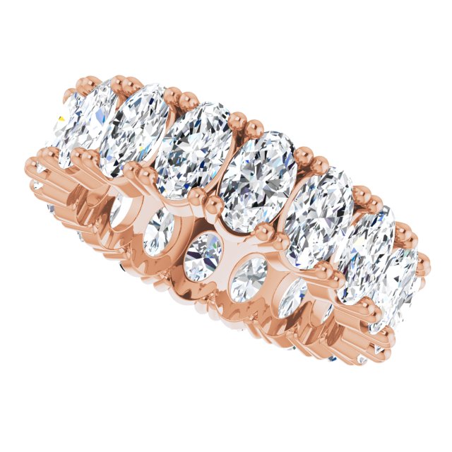 10K Gold Oval Lab-Grown Diamond Shared-Prong Eternity Band – 5x3 mm Stones - Rose Gold - view 5