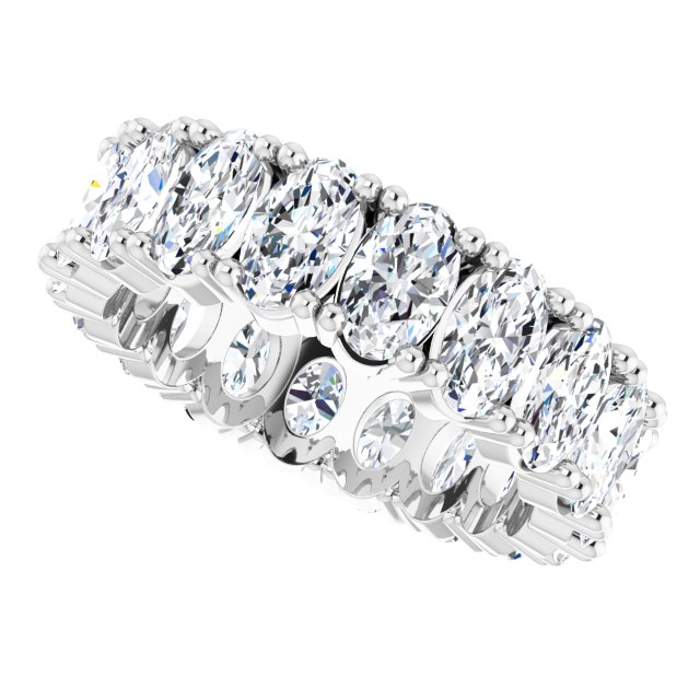 10K Gold Oval Lab-Grown Diamond Shared-Prong Eternity Band – 5x3 mm Stones - White Gold - view 5